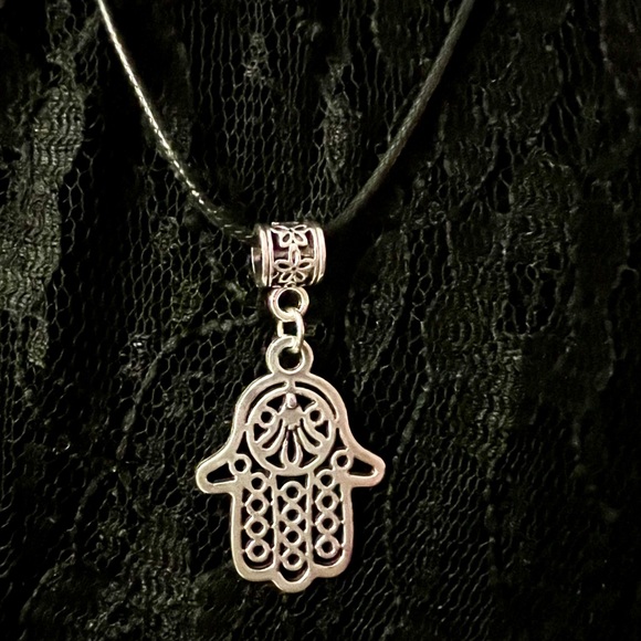 Hamsa Hand Protection Pendant with a smaller Hamsa Hand charm for back of neck - Picture 7 of 10